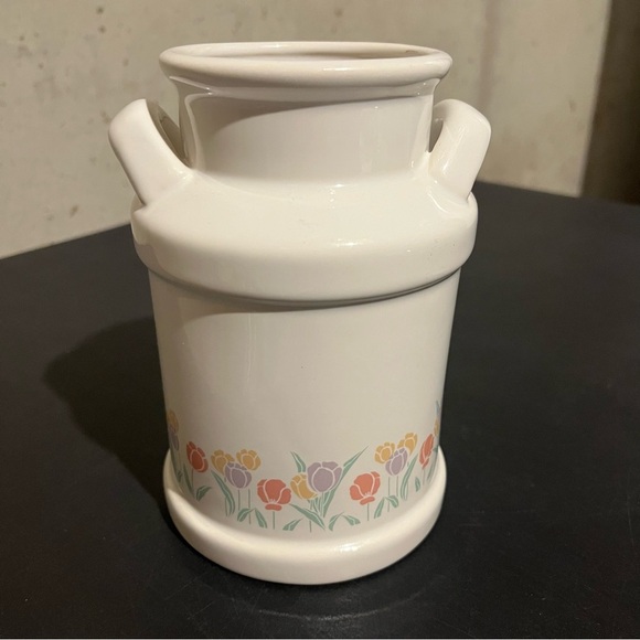 Mount Clemens Milk Can White Ceramic Two Handles Crock Jug Utensil Holder Vase - Picture 1 of 7